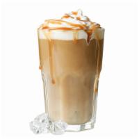 Iced Mochaccino · Dark espresso, steamed milk and rich chocolate over ice.