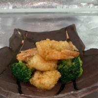 Garlic Shrimp · Shrimp lightly battered and tossed with our garlic aglio olio seasoning served with broccoli.