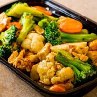 Stamina Teriyaki · Grilled chicken & vegetables w/ lite teriyaki sauce over brown rice.