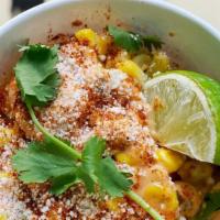 Street Corn In A Cup · Street corn the Bro way.......Grilled corn with a touch of Signature Red Salt, in house chip...