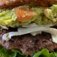 Hass Burger · 100% Fresh angus beef and Oaxaca cheese topped off with delicious homemade spicy Hassamole* ...