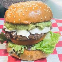 Hass Burger Double · Spicy. 100% Fresh angus beef and Oaxaca cheese, fresh lettuce and tomato topped off with del...