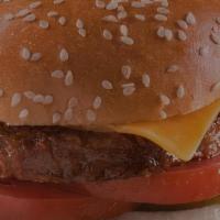 Classic Hamburger · 100% Angus beef, lettuce, tomatoes, pickles.