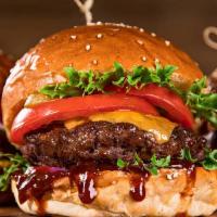 Wagyu Kobe Burger  · 8 oz. Wagyu Beef Burger patty, lettuce, tomato ,pickle, caramelized onions, pepper jack chee...