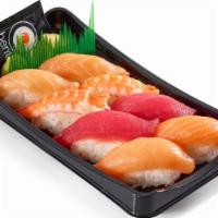 Nigiri Combo · 370 Calories Nigiri is a specific type of sushi consisting of a slice of raw fish over press...