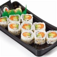 Vegetable California Roll · 260 calories. A vegetarian classic! Sushi roll with fresh cucumber, avocado and carrot.