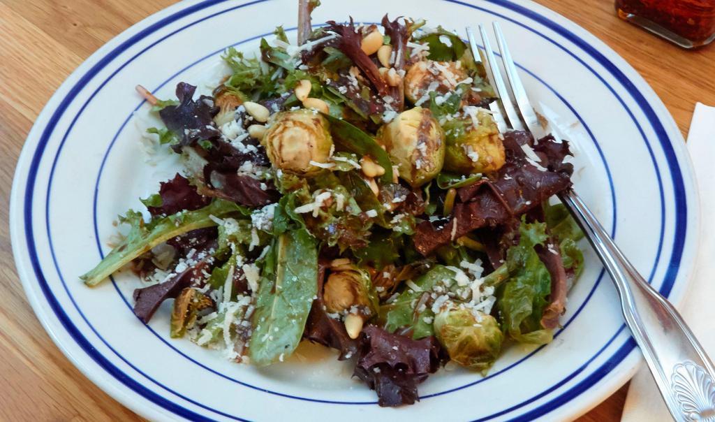 Cavoletti Salad · Roasted brussels sprouts, mixed salad, pine nuts, pecorino