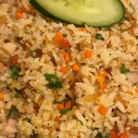 Krazy Fried Rice  · Wok Tossed Jasmine Rice with Chopped Pork Belly and Mixed Vegetables (Carrot, Onion, Red Pep...