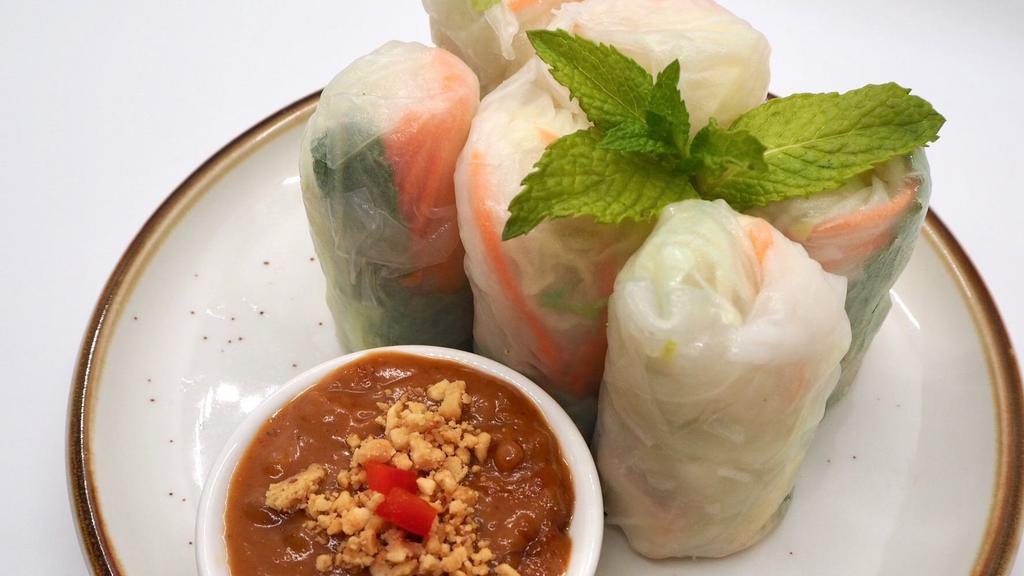 Fresh Soft Summer Rolls · Vermilcelli noodle, tofu and vegetables wrapped in softened rice paper served with peanut sauce.