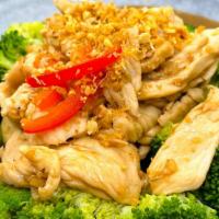 Bangkok Garlic · Choice of meat, Garlic sauce and steamed broccoli. Spicy