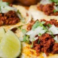Chorizo Taco · Mexican sausage pico de gallo, cotija cheese, and cilantro