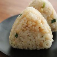 Guilty Pleasure Onigiri Original Flavor · Riceball with tempura flakes with scallion. Say sauce flavor.