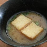 Agedashi Tofu Miso Soup · Miso soup with Agedashi Tofu.