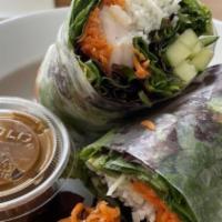 Shrimp Roll · Shrimp, rice noodle, avocado, carrot, cucumber and mixed greens. Rolled in rice paper and se...