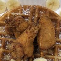 Belgian Waffle & Meat · D-Licious hearty Belgian Waffle with your choice of Bacon, Turkey Bacon, Sausage, Pork Roll ...