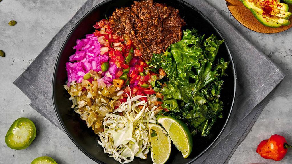Beef Barbacoa Bowl · Create your Beef Barbacoa bowl with 24 hour braised short rib, your choice of Tributo toppings and two sauces.
