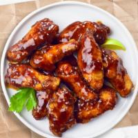 Be The Bbq Chicken Wings · Fresh chicken wings breaded, fried until golden brown, and tossed in barbecue sauce. Served ...