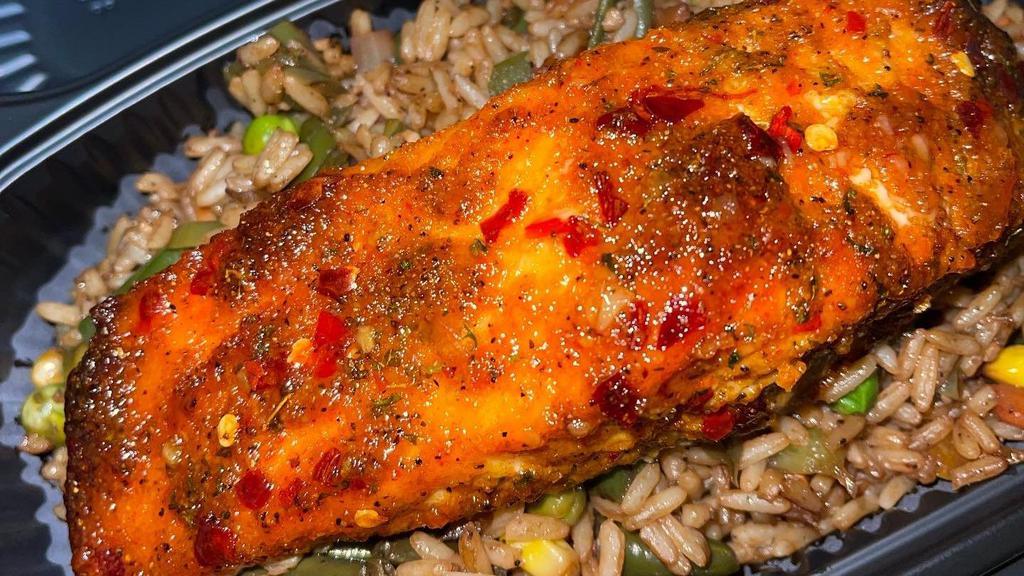 Sweet Chili Salmon · Comes with one or two sides.
