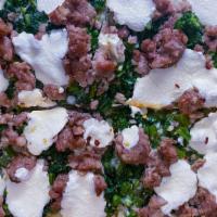Broc-Rabe Sausage² · Broccoli-Rabe and Sweet Italian Sausage on a base of creamy Béchamel topped with Lucille’s F...