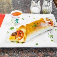Sausage Roll · Grilled Italian sausage with peppers and onions baked in a roll with marinara and mozzarella...
