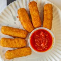 Mozzarella Sticks · Deep-fried cheese sticks. Crispy on the outside, gooey on the inside. Virtually guaranteed t...