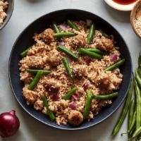 Sweet Soy Five Spice · Brown rice, turkey meatballs, green beans, red onions, toasted sesame seeds and our sweet so...