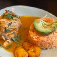 Seco De Pollo · GLUTEN FREE.Chicken Stew in Naranilla* and cilantro. Served with yellow rice, sweet plantain...