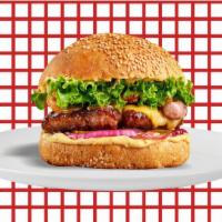 Angus Burger · Angus beef patty built up classically with your choice of  Fresh Lettuce, Pickles, Tomatoes,...