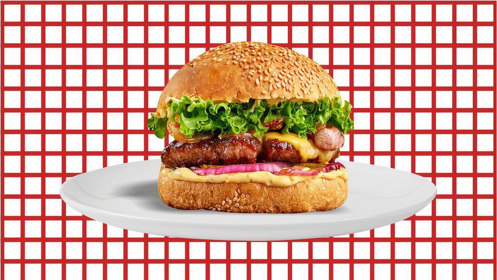 Angus Burger · Angus beef patty built up classically with your choice of  Fresh Lettuce, Pickles, Tomatoes, Onions, American Cheese & House Special Sauce