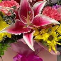  Flowers In A Box · Mixed flowers in a box ( Lilies , Roses , Alstromerias ,  Sun flowers , Carnations , Alstrom...