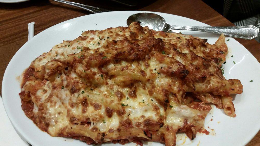 Baked Ziti · Ziti pasta with ricotta cheese and tomato sauce oven baked with melted mozzarella cheese.