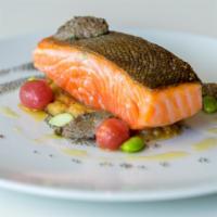 Cured King Ora Salmon · Olive Tapenade, Cannellini Beans