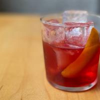 Fausto Negroni · Gin, House Red Bitter Blend, Sweet Vermouth

Serves 1, chilled

Recommended serving: poured ...