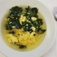 Stracciatella · Spinach, egg drop, and Parmesan cheese.