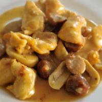 Chicken Scarpariello · Breast of chicken sauteed with garlic, sausage, mushrooms, and white wine.