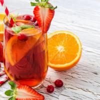 Fruit Juice · Fresh juice made with Strawberry, orange and pineapple.