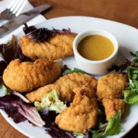 Chicken Tenders · Served with your choice of honey mustard, bbq sauce.