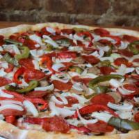 New Yorker Pizza  · Pepperoni, sausage, roasted peppers, mushrooms, onions.