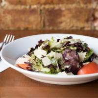 House Salad · Mixed greens, tomatoes, Romano cheese, housemade balsamic vinaigrette dressing.