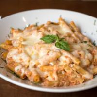 Baked Ziti · With ricotta cheese and our classic tomato sauce, baked with mozzarella cheese.