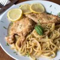 Chicken Francese · Egg battered, sauteed in wine and butter, touch of lemon.