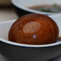 Tea Egg 茶叶蛋 · Egg boiled with black tea, soy source and  secret spices from Taiwanese Mom.