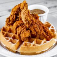 Fried Chicken & Waffle · Nashville fried chicken on vanilla buttermilk waffle served with maple butter.  *No Modifica...