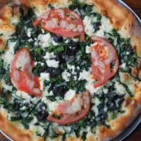 Large 16 Inch Californian · Spinach, tomatoes, olives, feta, garlic sauce.