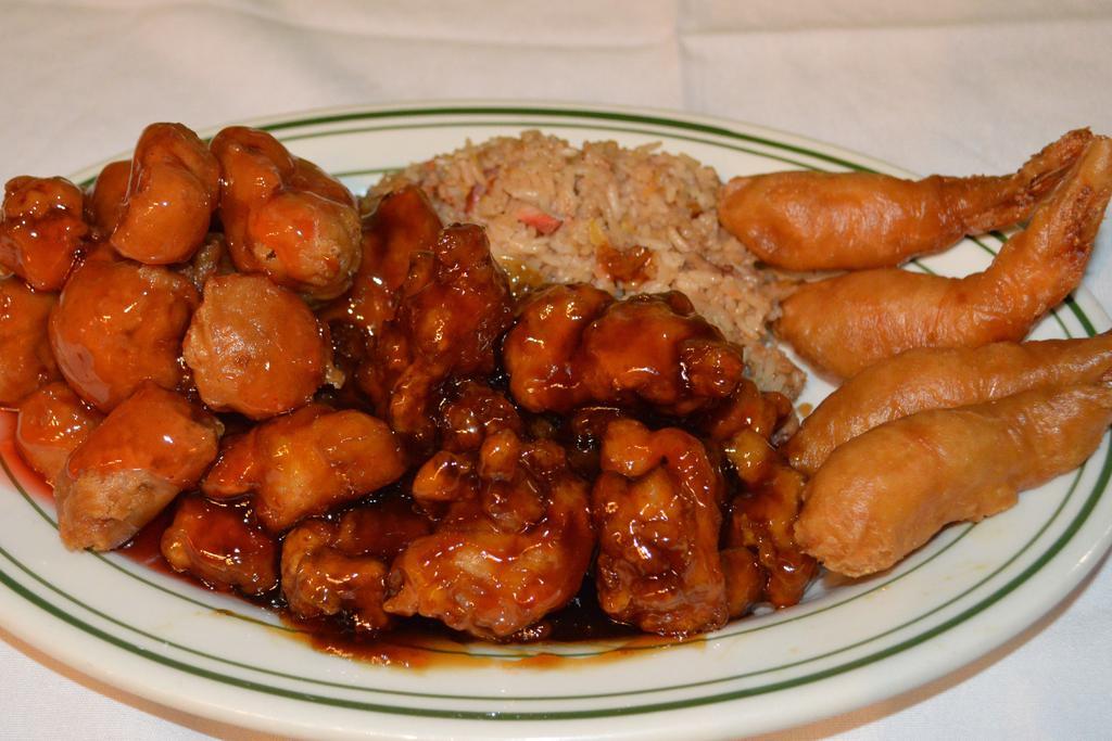 General Tso'S Chicken Combo · Spicy. Served with pork fried rice and egg roll.