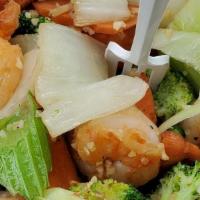 Shrimp With Chinese Vegetables · Served with white rice.