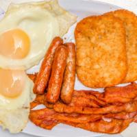 2 Eggs With Home Fries · Served with a choice of toast, a bagel, or an English muffin.