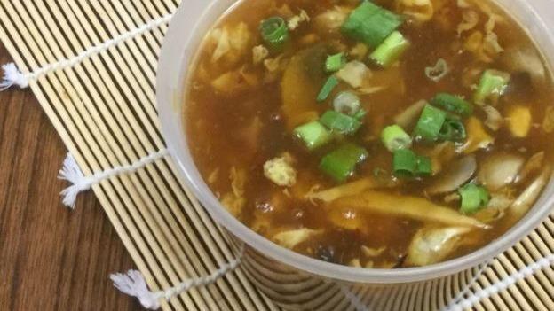 Hot & Sour Soup · Spicy. With fried noodles. Hot and spicy.