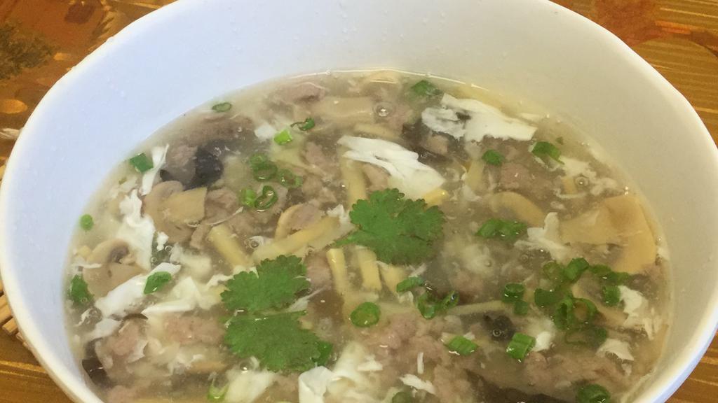 Quart Of West Lake Beef Soup · With fried noodles.