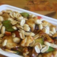 Kung Pao Chicken With Peanuts · Spicy. Served with jasmine rice. Hot and spicy.